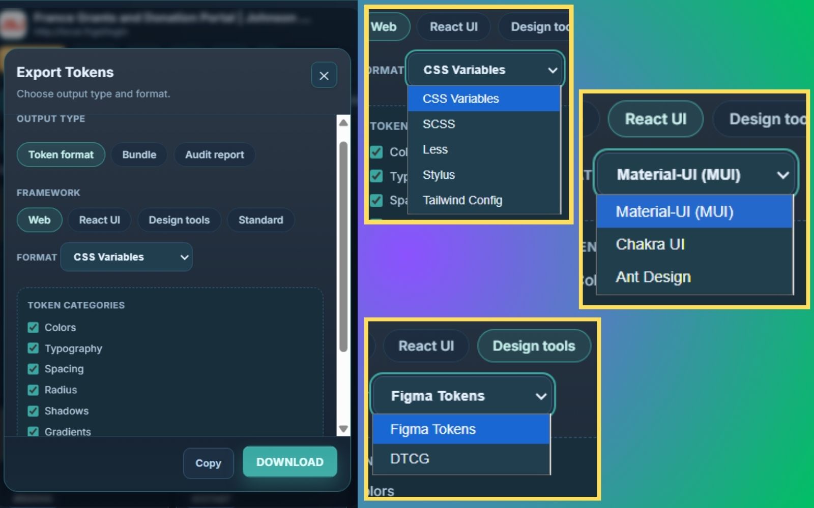 Palext export workflow surface